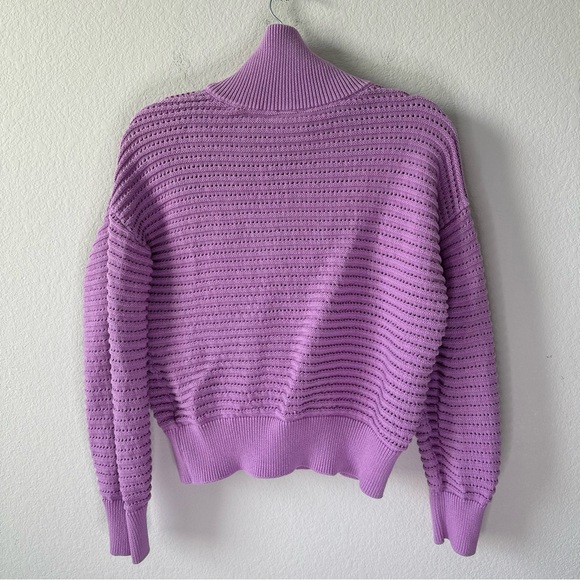 VARLEY Tara Pointelle Half-Zip Knit in Smokey Grape SZ S - Picture 9 of 9
